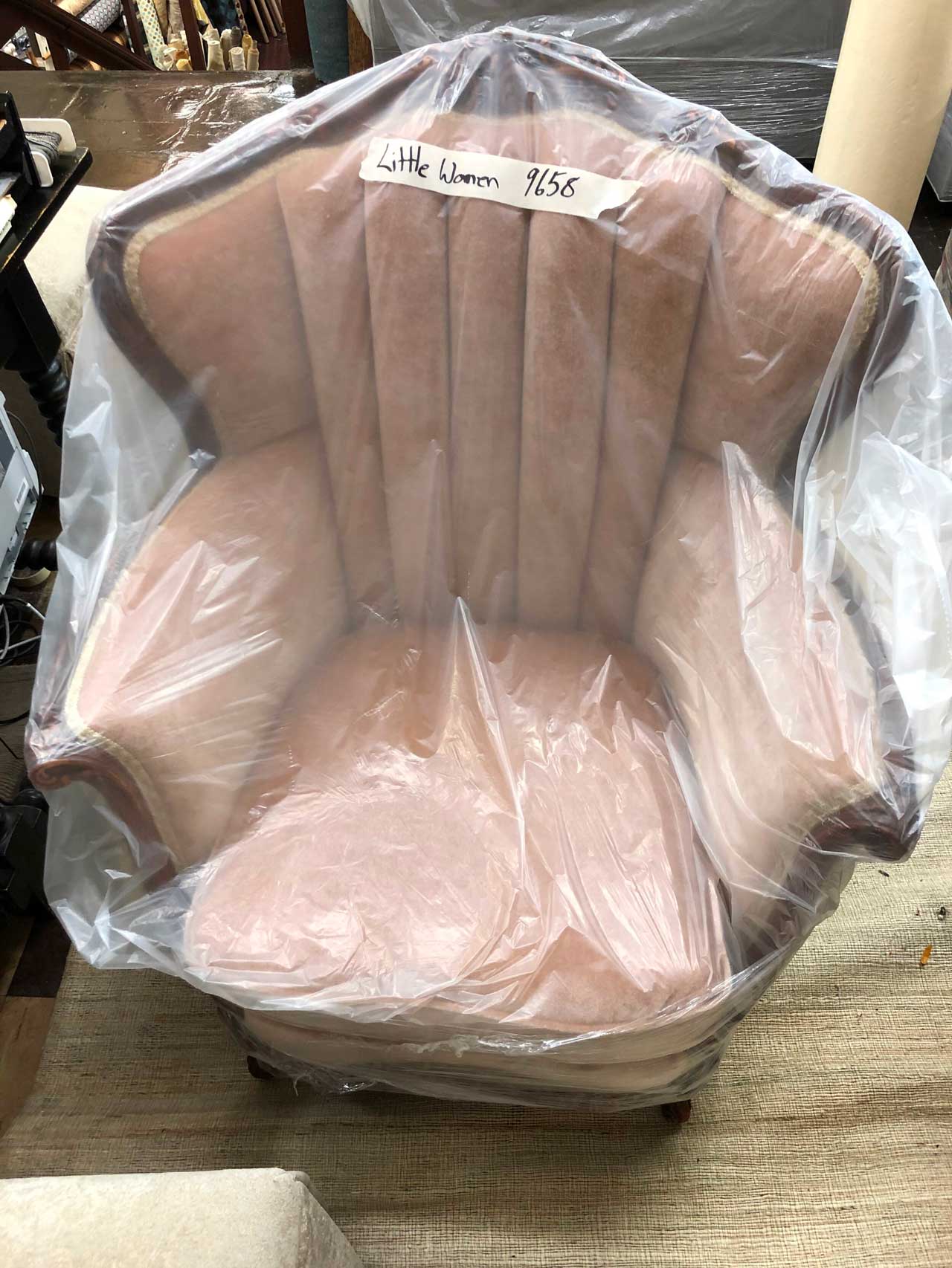 chair set for Little Women under plastic