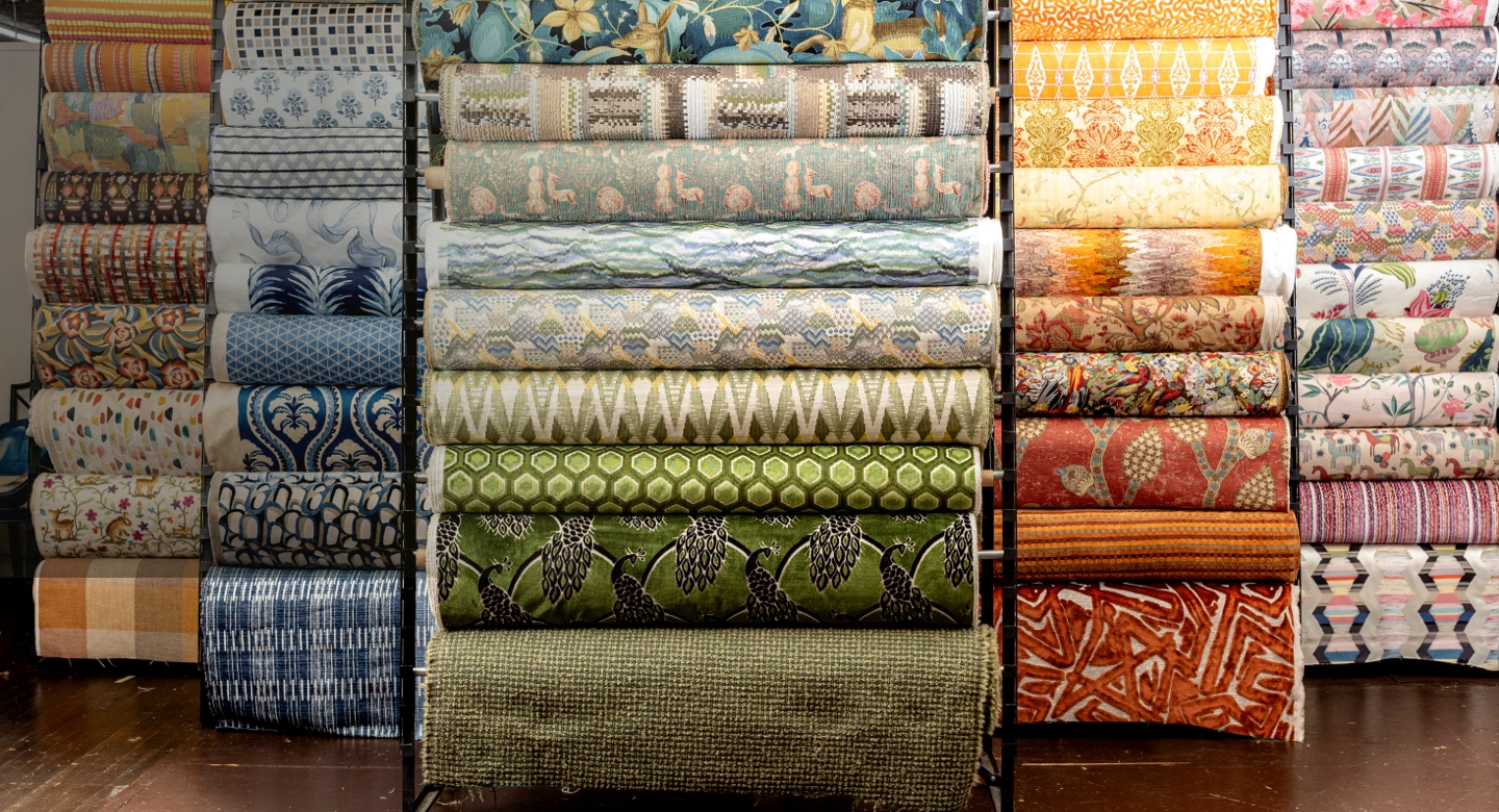 top homepage banner of reams of fabric